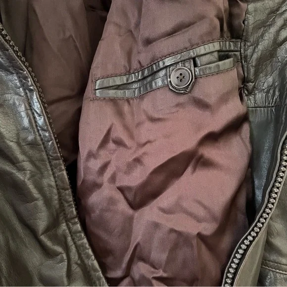 Vintage Andrew Marc Men's Brown Genuine Leather Bomber Insulated Jacket Sz LG - Picture 5 of 6